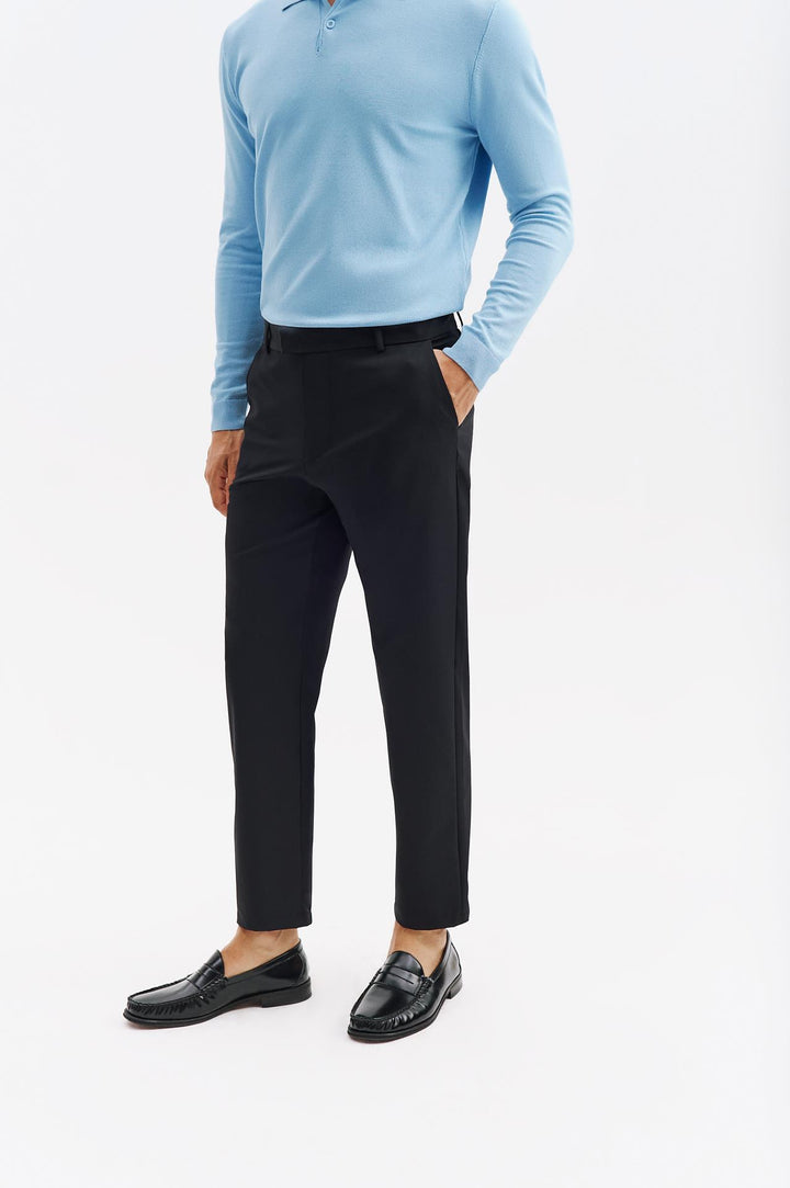 Giesto Pantalon Noir à Coupe Slim Classique - Noir
