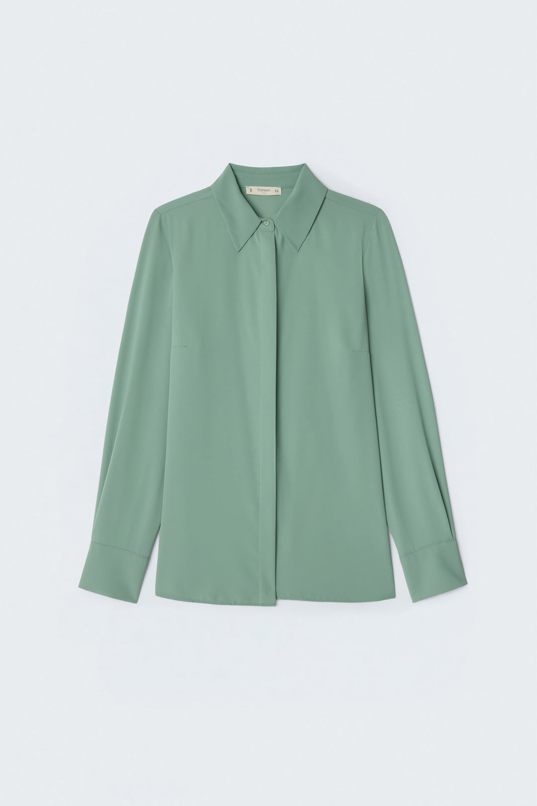 Sateen Chemise classique unie - Vert amande