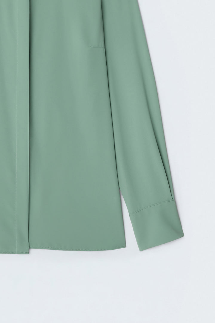 Sateen Chemise classique unie - Vert amande