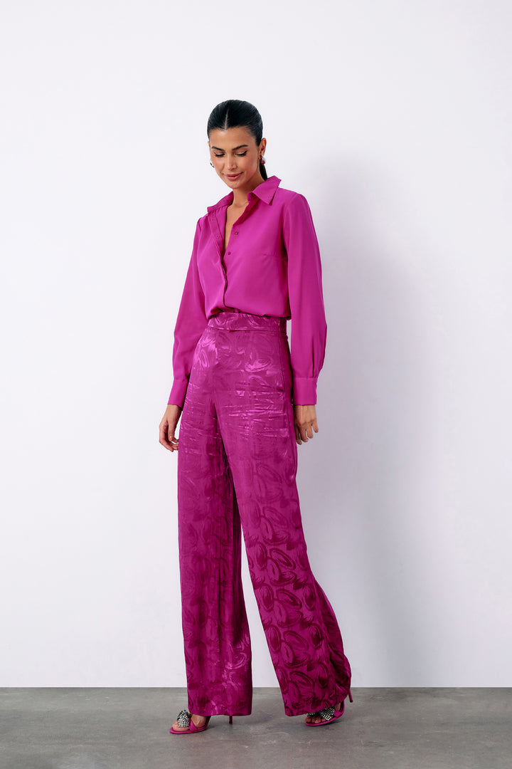 Sateen Chemise classique unie - Fuchsia