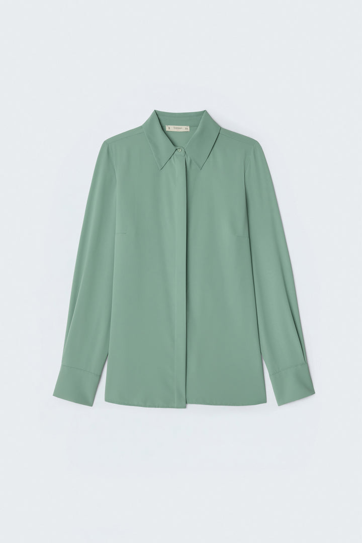 Sateen Chemise droite classique - Menthe