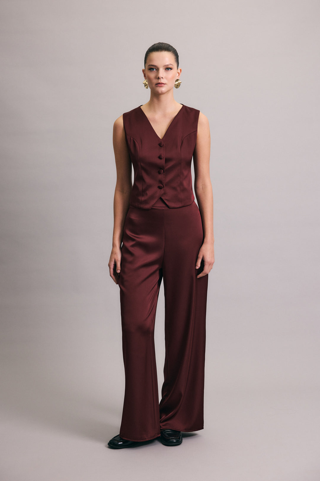 Sateen Gilet classique droit - Bordeaux