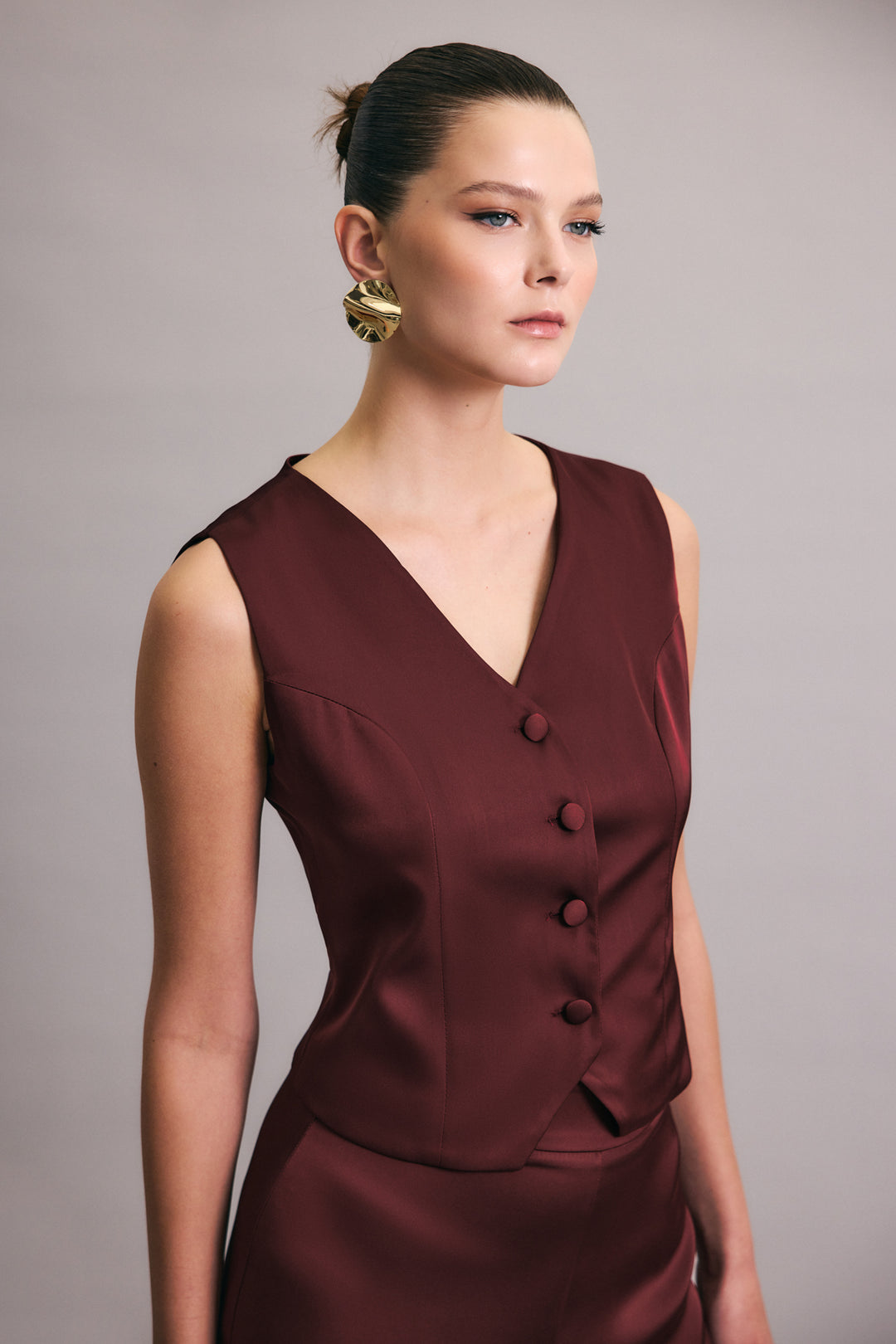 Sateen Gilet classique droit - Bordeaux