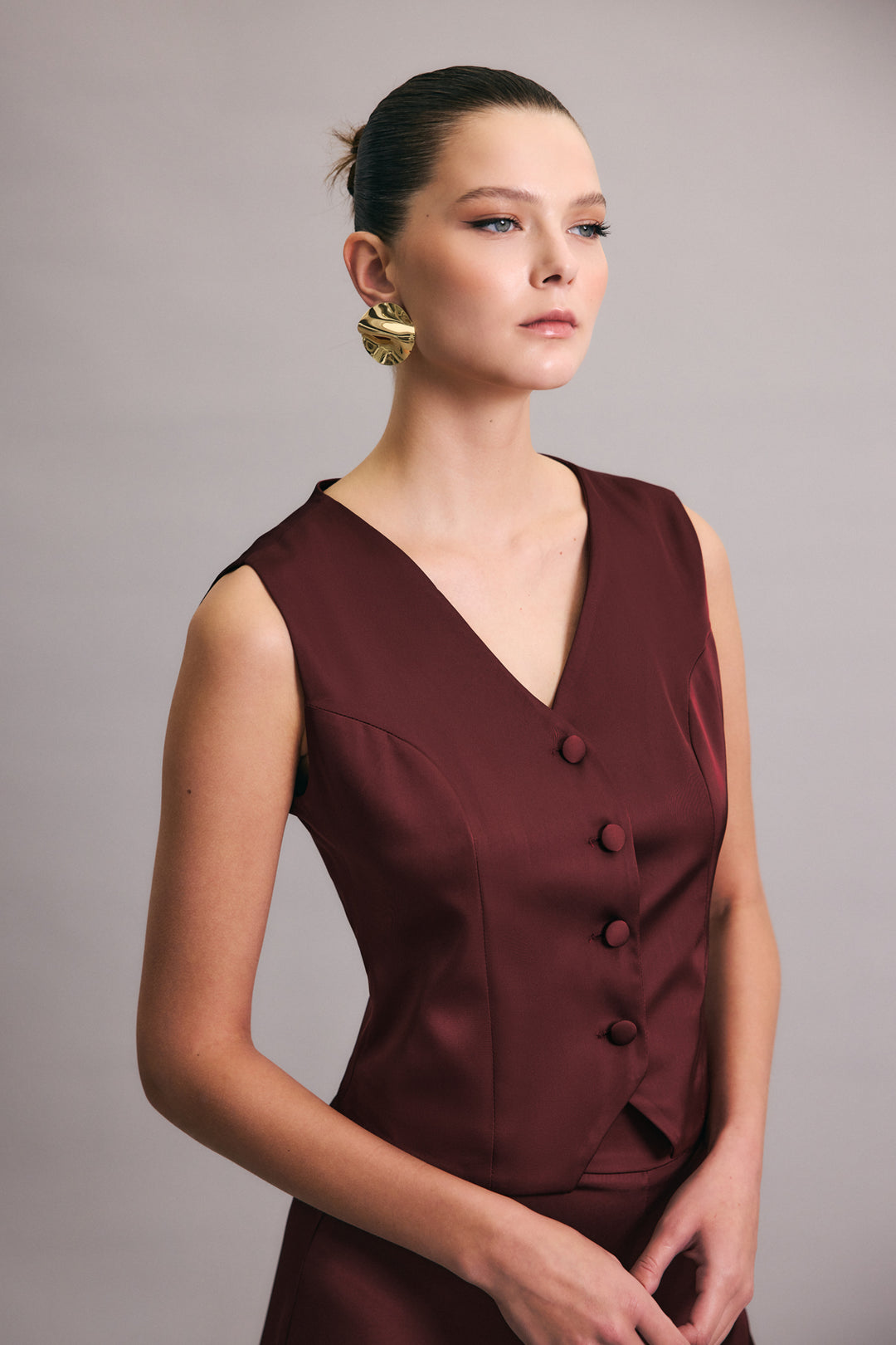 Sateen Gilet classique droit - Bordeaux