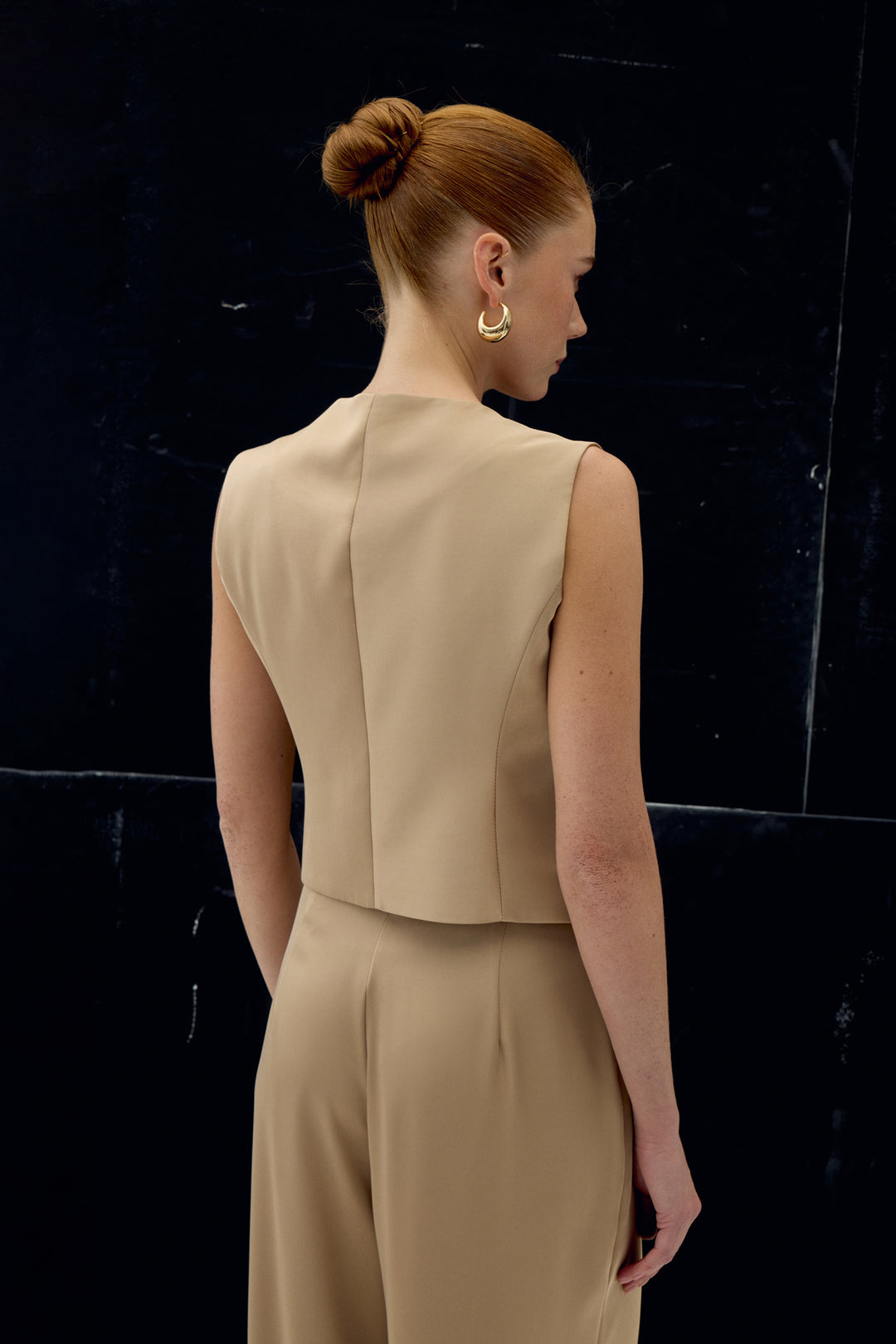 Sateen Gilet classique droit - camel