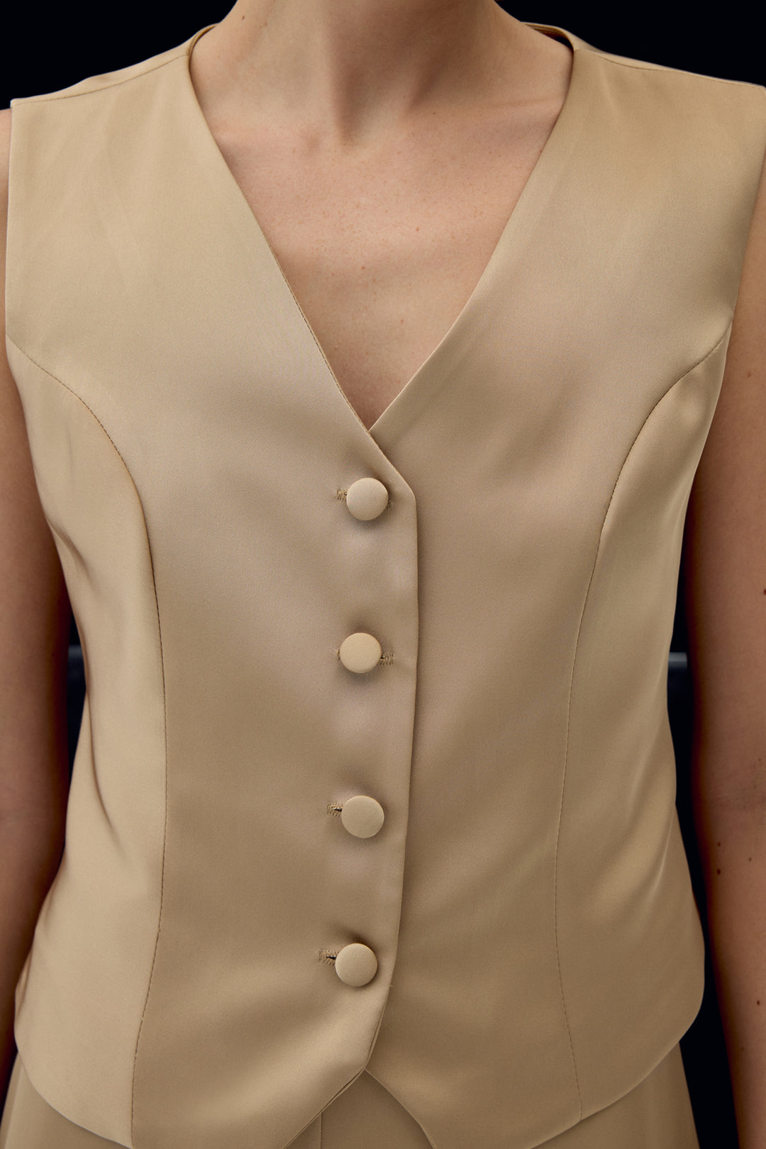 Sateen Gilet classique droit - camel