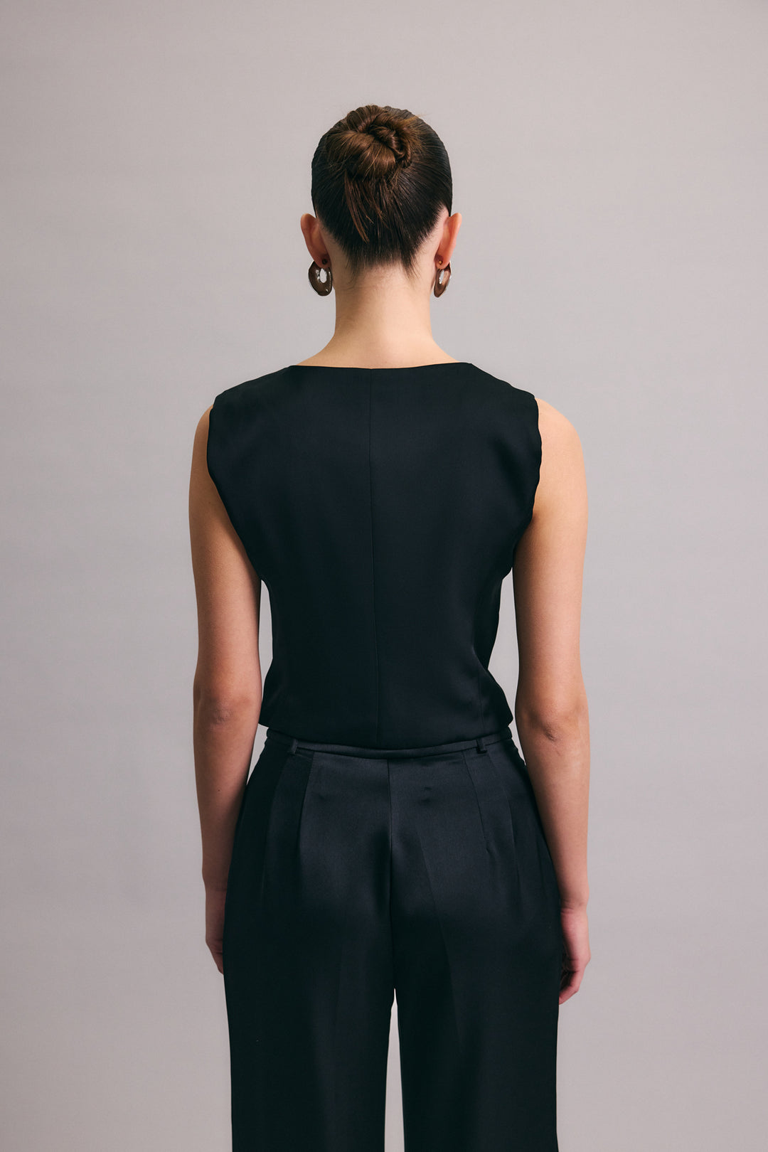 Sateen Gilet classique droit - Noir