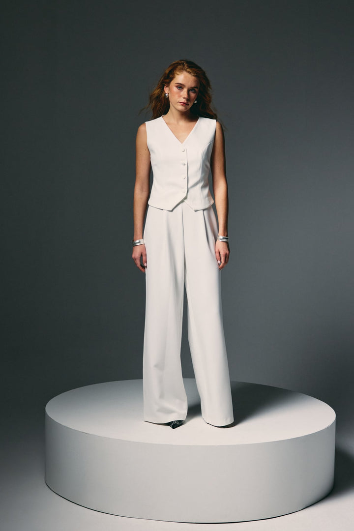 Sateen Gilet court classique - Écru