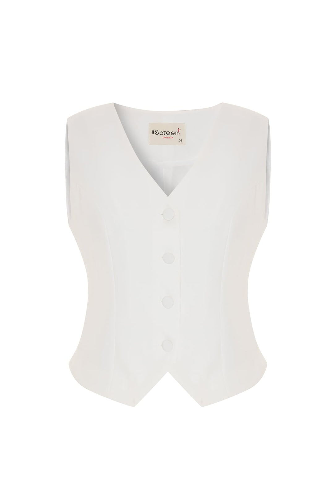 Sateen Gilet court classique - Écru