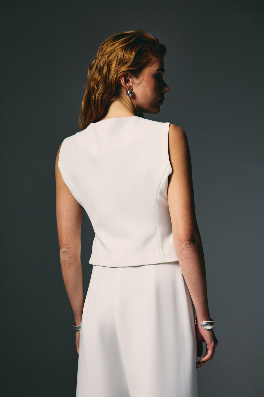 Sateen Gilet court classique - Écru