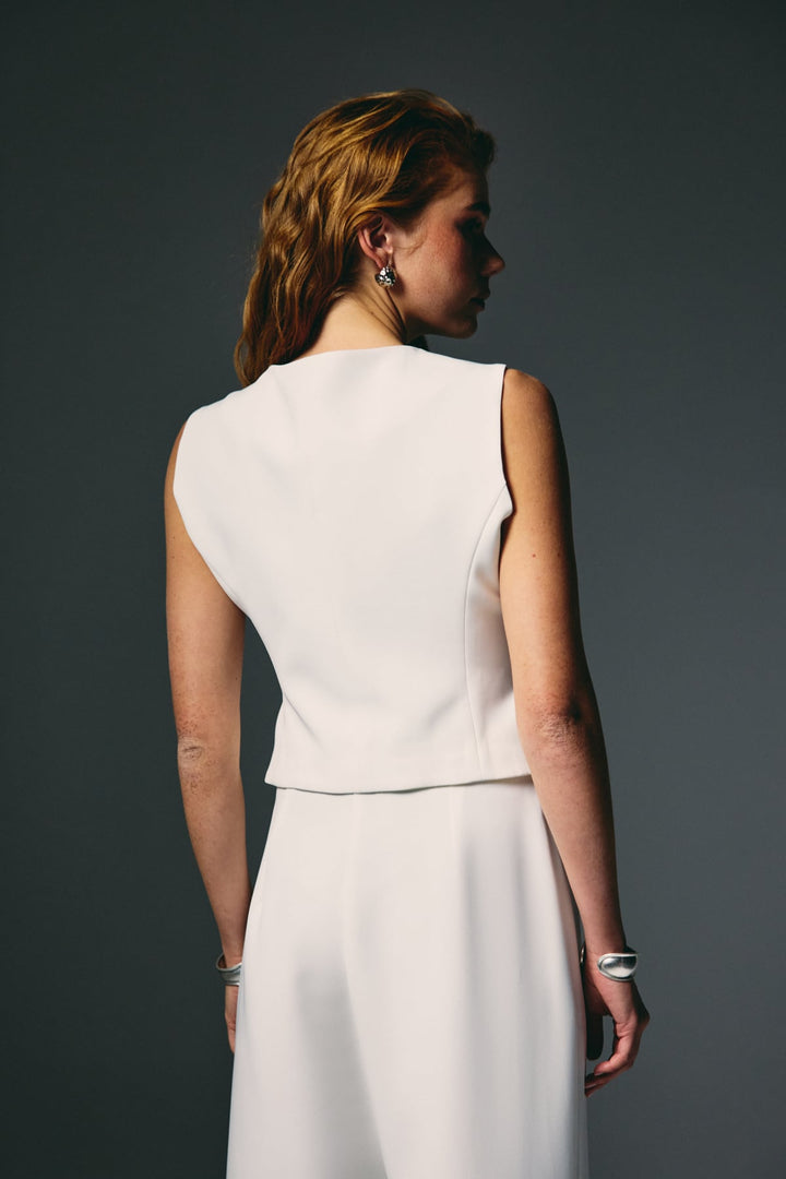 Sateen Gilet court classique - Écru