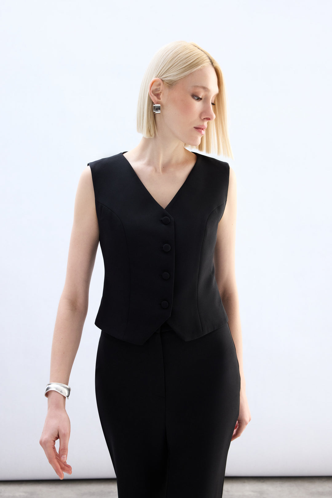Sateen Gilet court classique - Noir