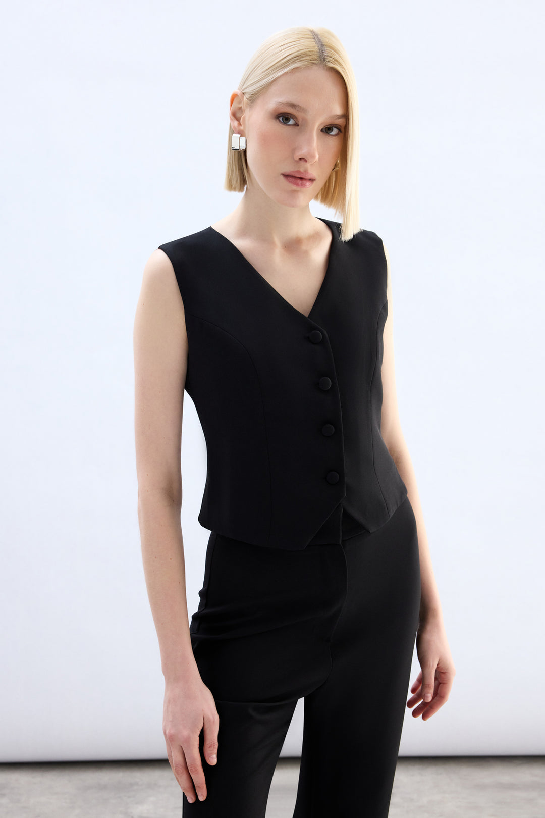 Sateen Gilet court classique - Noir
