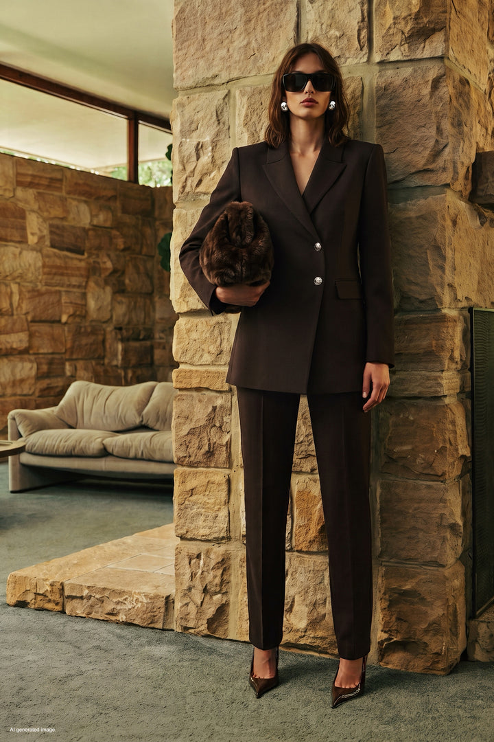 Sateen Pantalon Classique - Marron