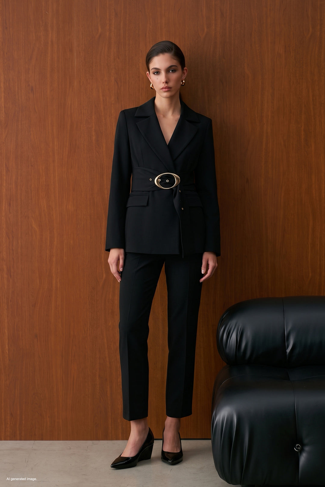 Sateen Pantalon classique - Noir