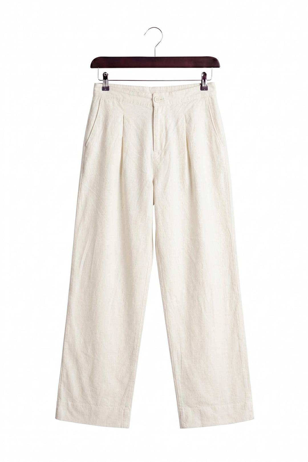Giesto Pantalon en lin blanc à plis tombants - Blanc