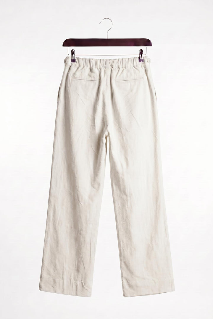 Giesto Pantalon en lin blanc à plis tombants - Blanc