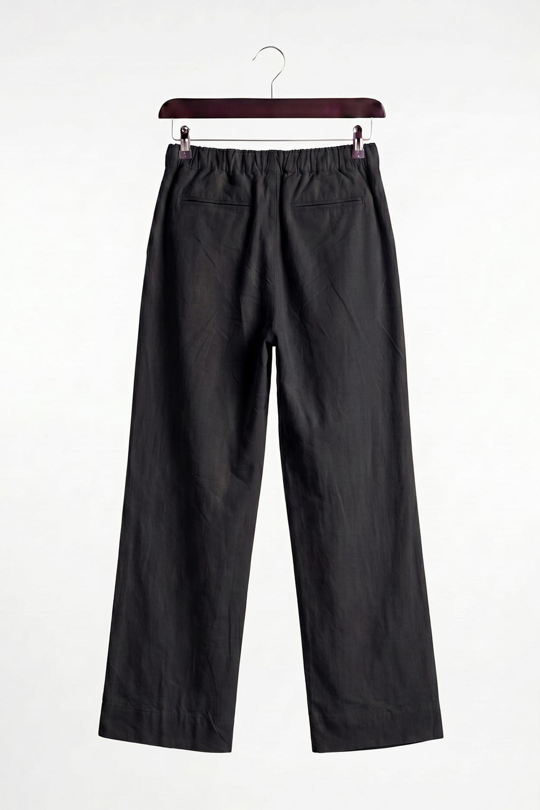 Giesto Pantalon en lin noir à plis tombants - Noir