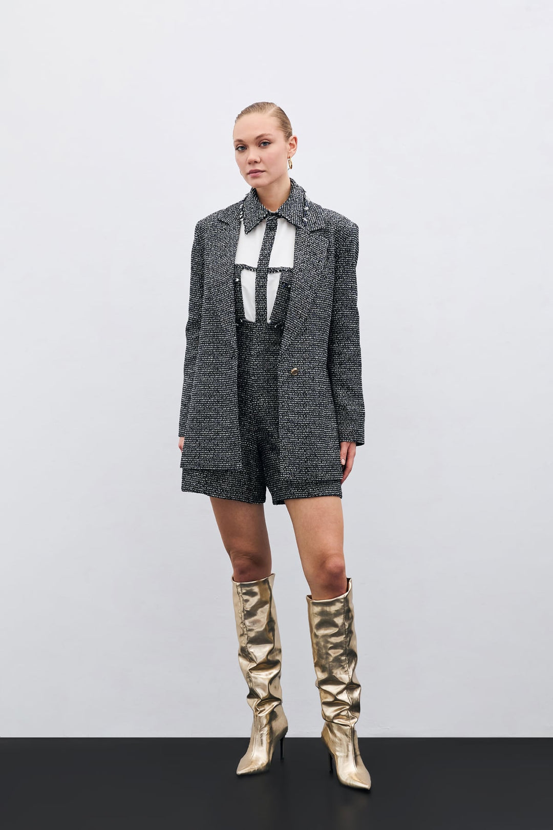 Sateen Veste en Tweed Classique - sax Bleu