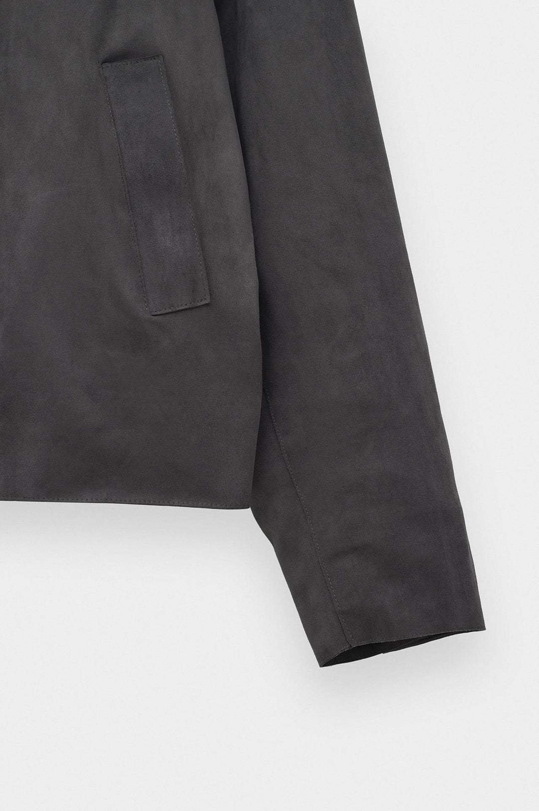 Giesto Veste en suède grise à col classique et boutons - Gris