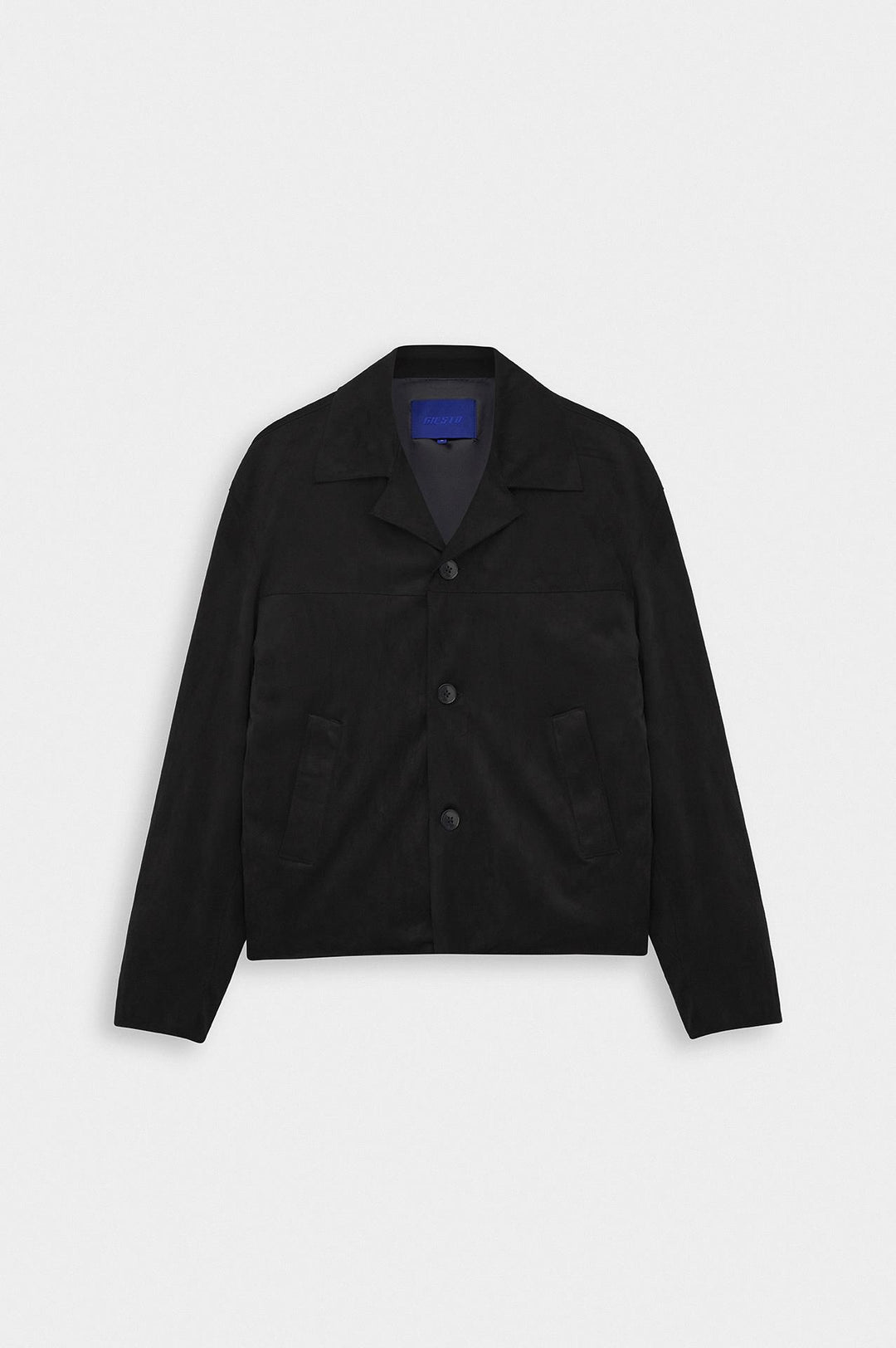 Giesto Veste en suède noire à col classique et boutons - Noir