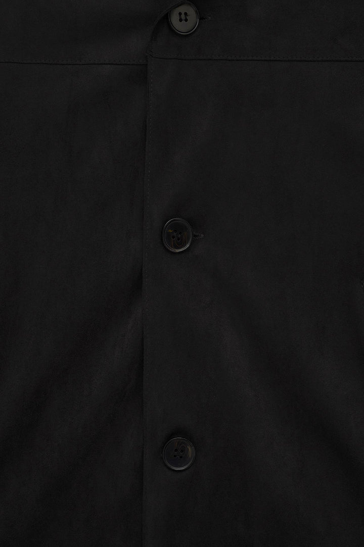 Giesto Veste en suède noire à col classique et boutons - Noir
