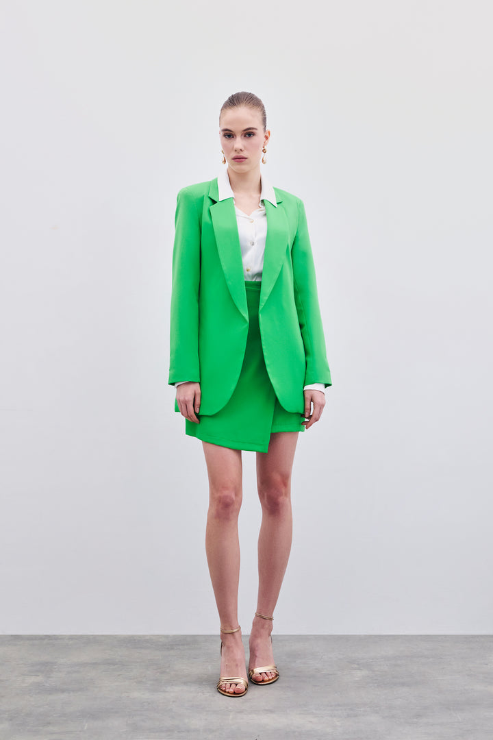 Sateen Veste longue à col classique - Clair Vert