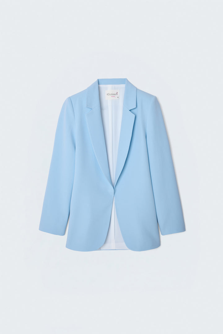 Sateen Veste longue à col classique - bebe Bleu