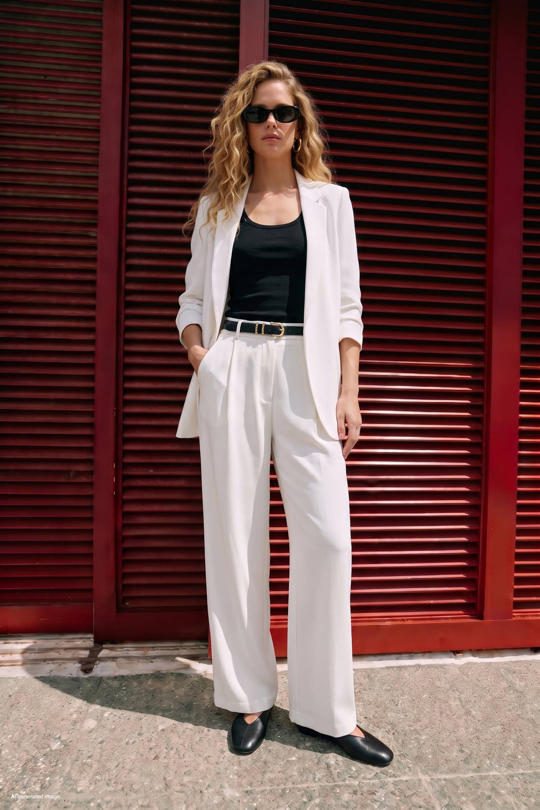 Sateen Veste longue à col classique - Écru
