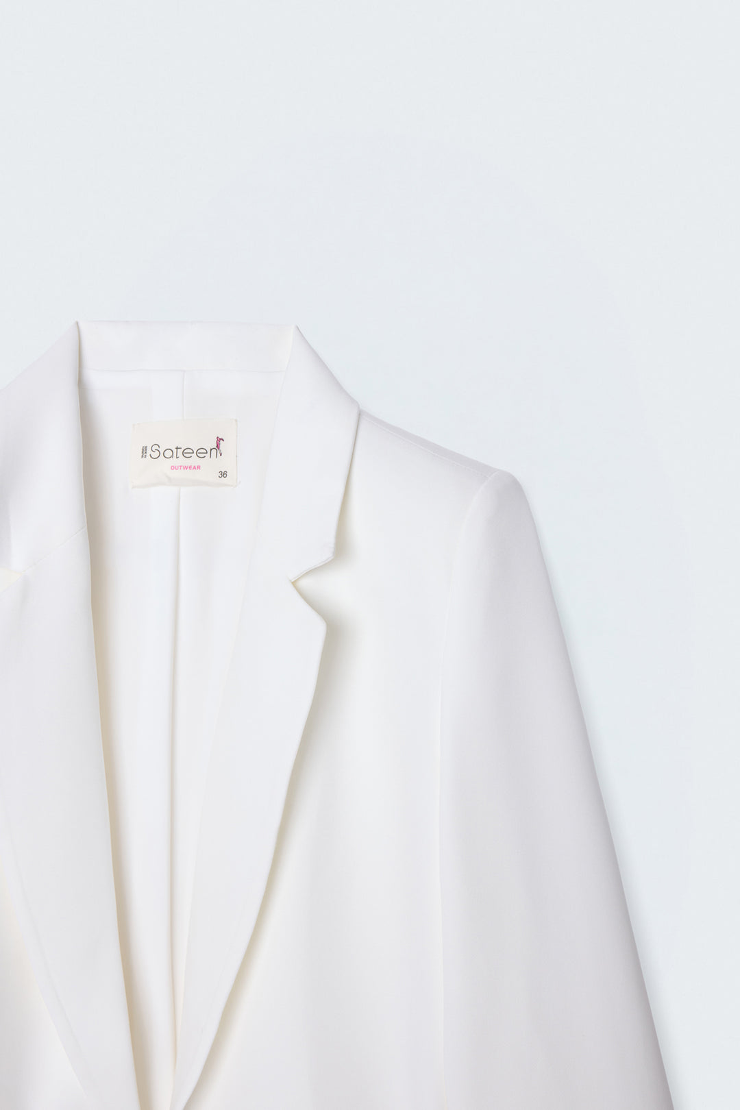 Sateen Veste longue à col classique - Écru