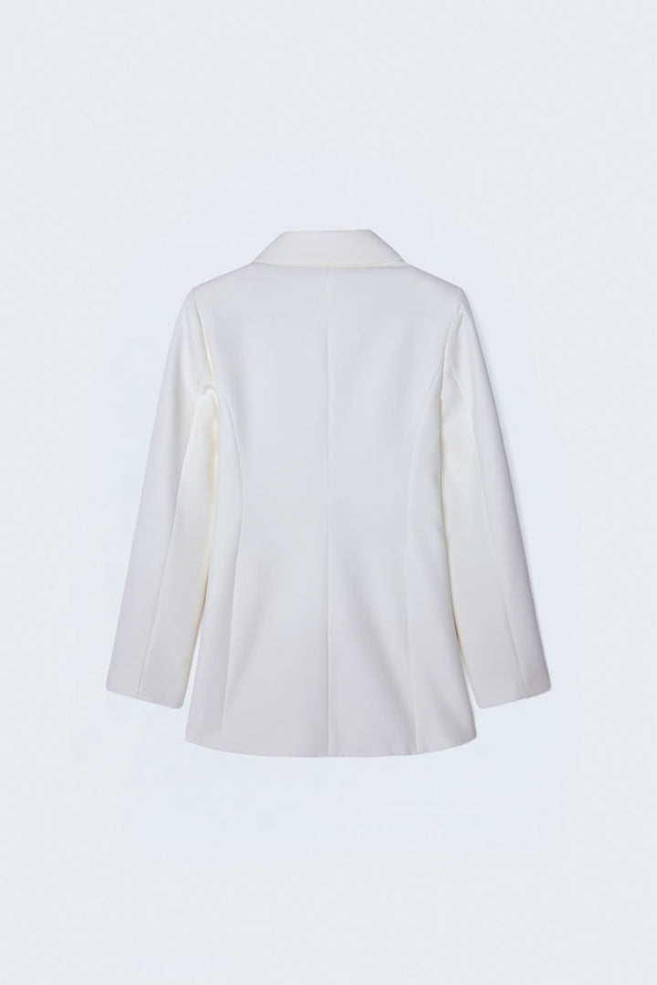 Sateen Veste longue à col classique - Écru