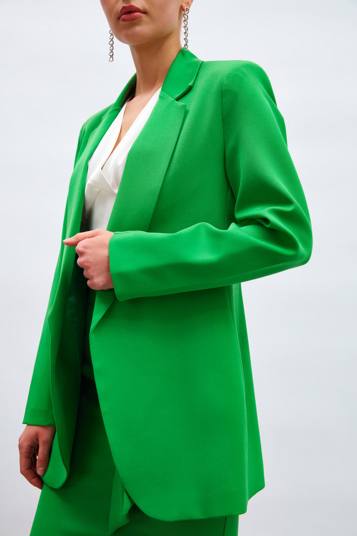 Sateen Veste longue à col classique - Foncé Vert