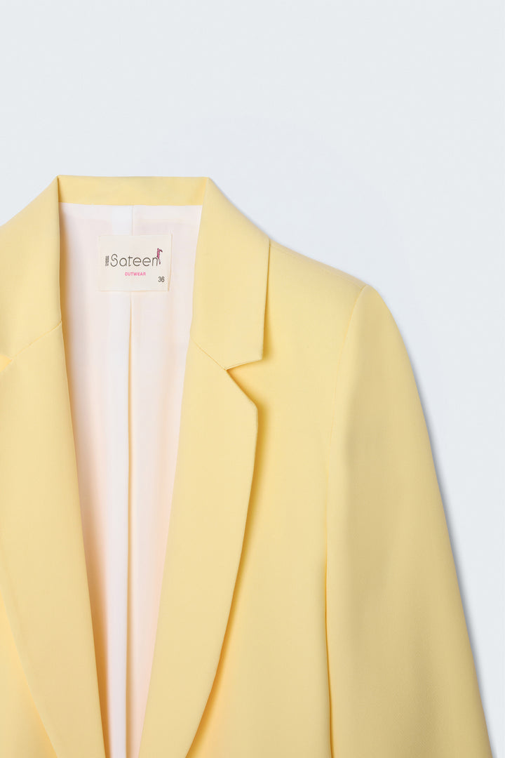 Sateen Veste longue à col classique - Jaune