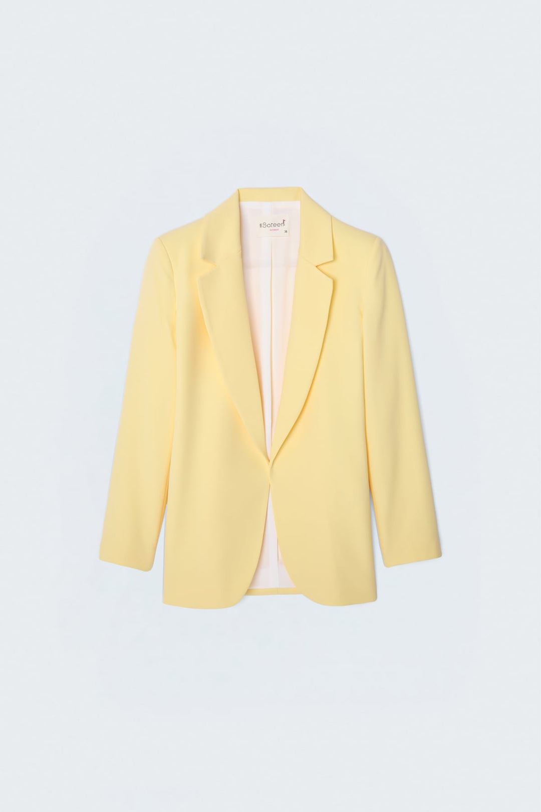 Sateen Veste longue à col classique - Jaune