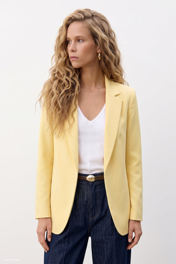 Sateen Veste longue à col classique - Jaune