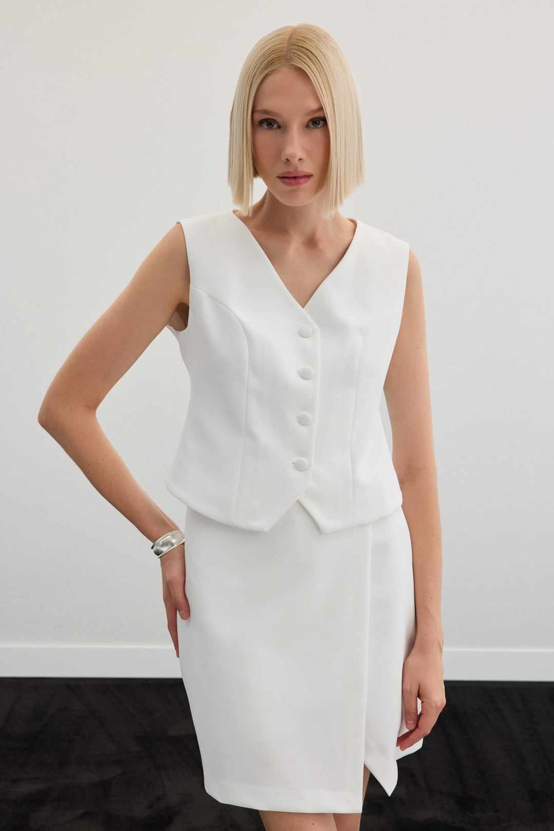 Sateen Gilet classique - Écru