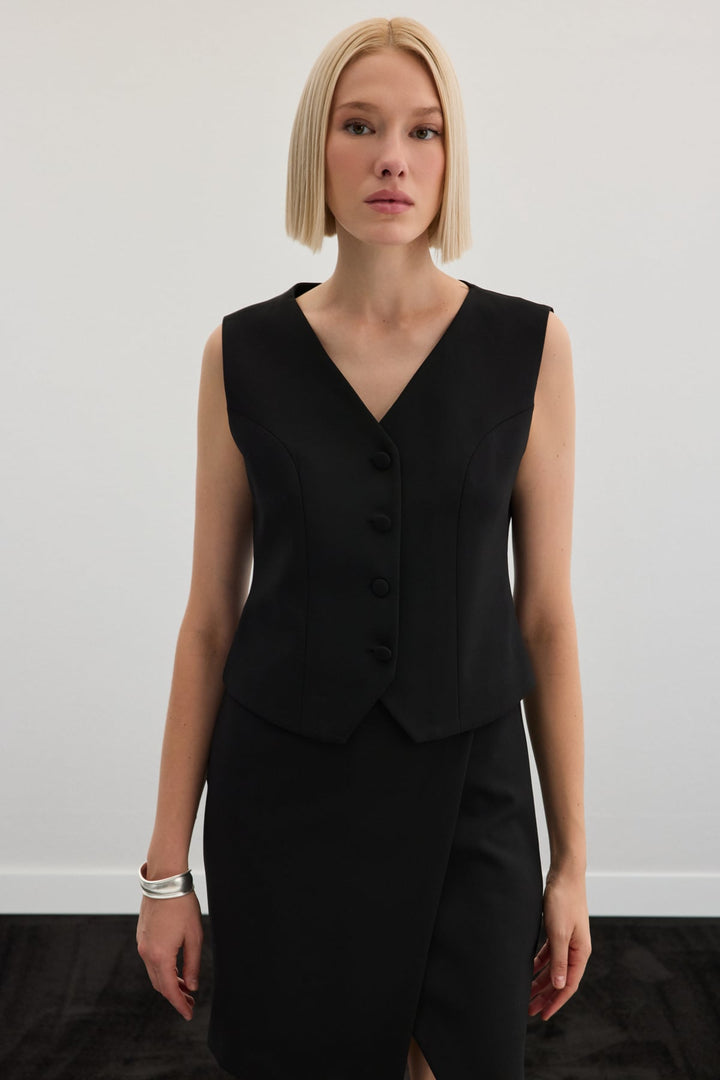 Sateen Gilet classique - Noir