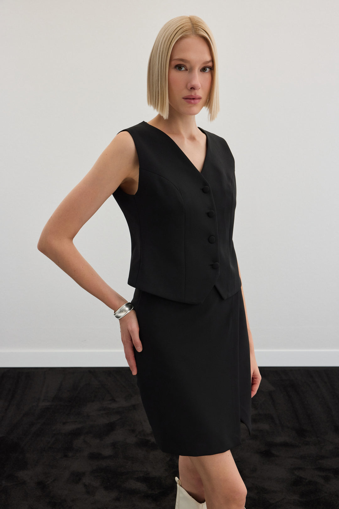 Sateen Gilet classique - Noir