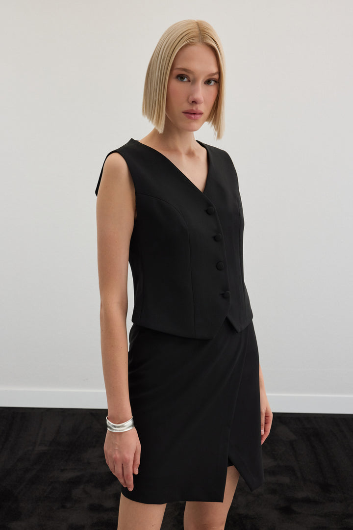 Sateen Gilet classique - Noir