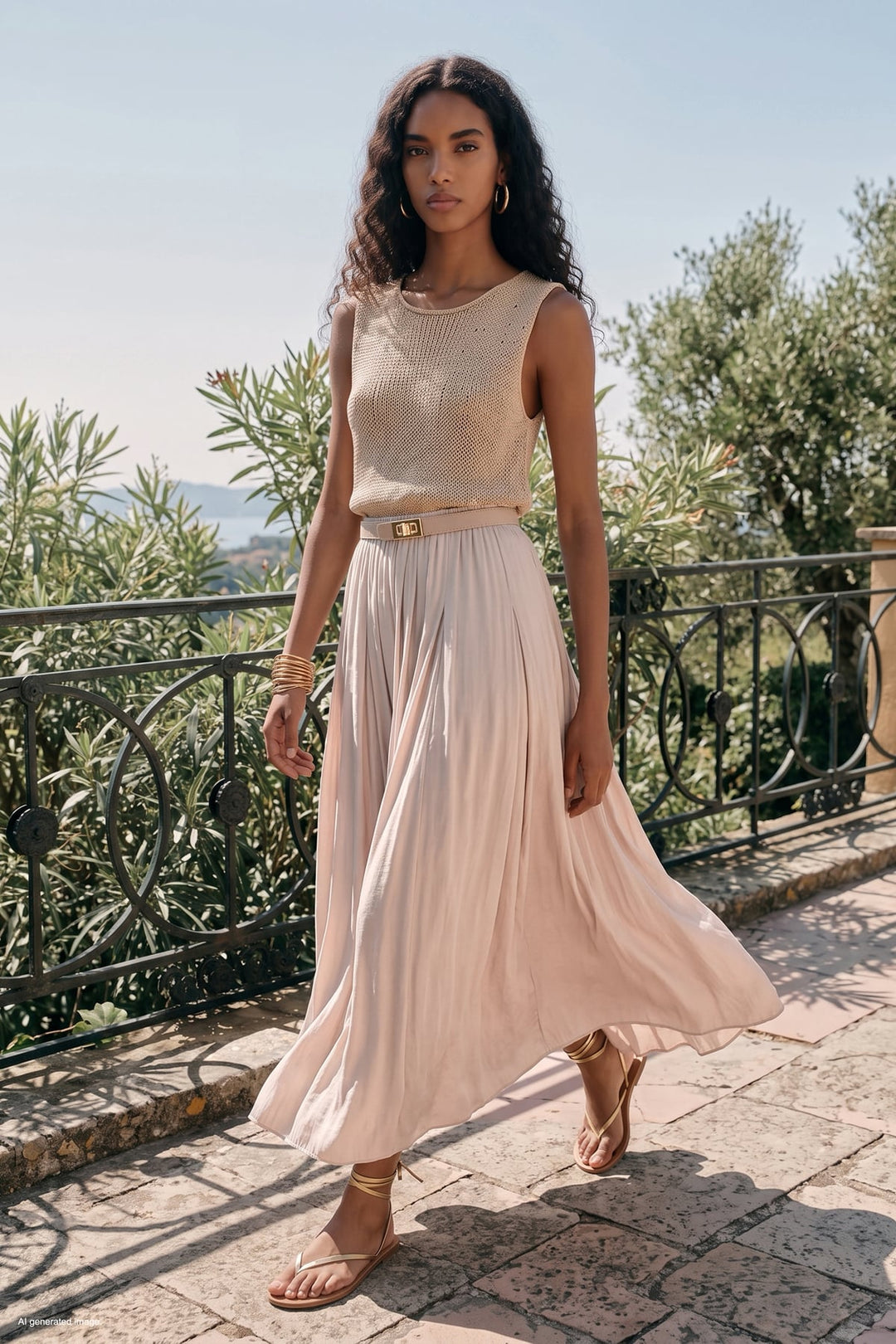 Sateen Jupe évasée - Pierre