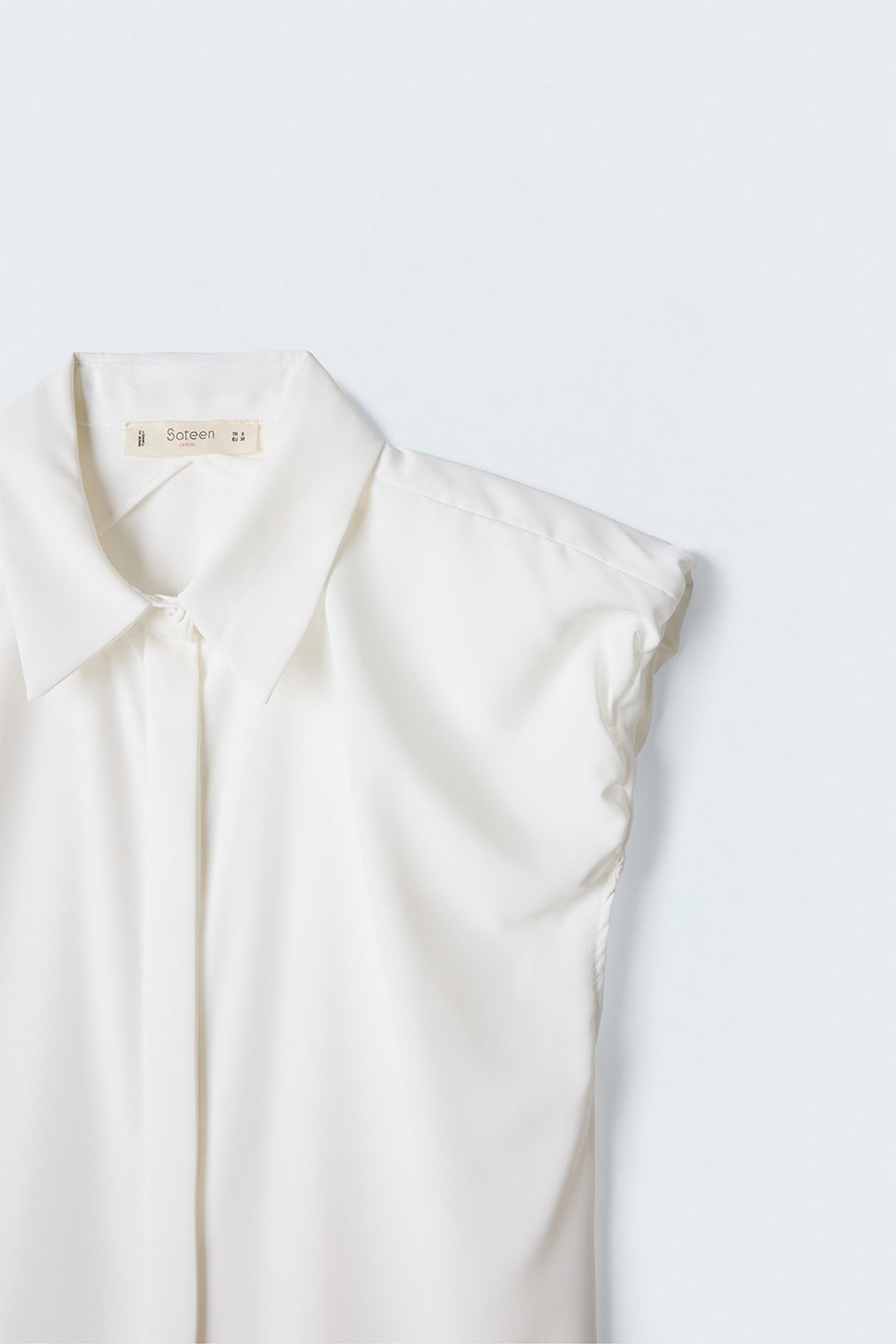 Sateen Chemise à manches - Écru