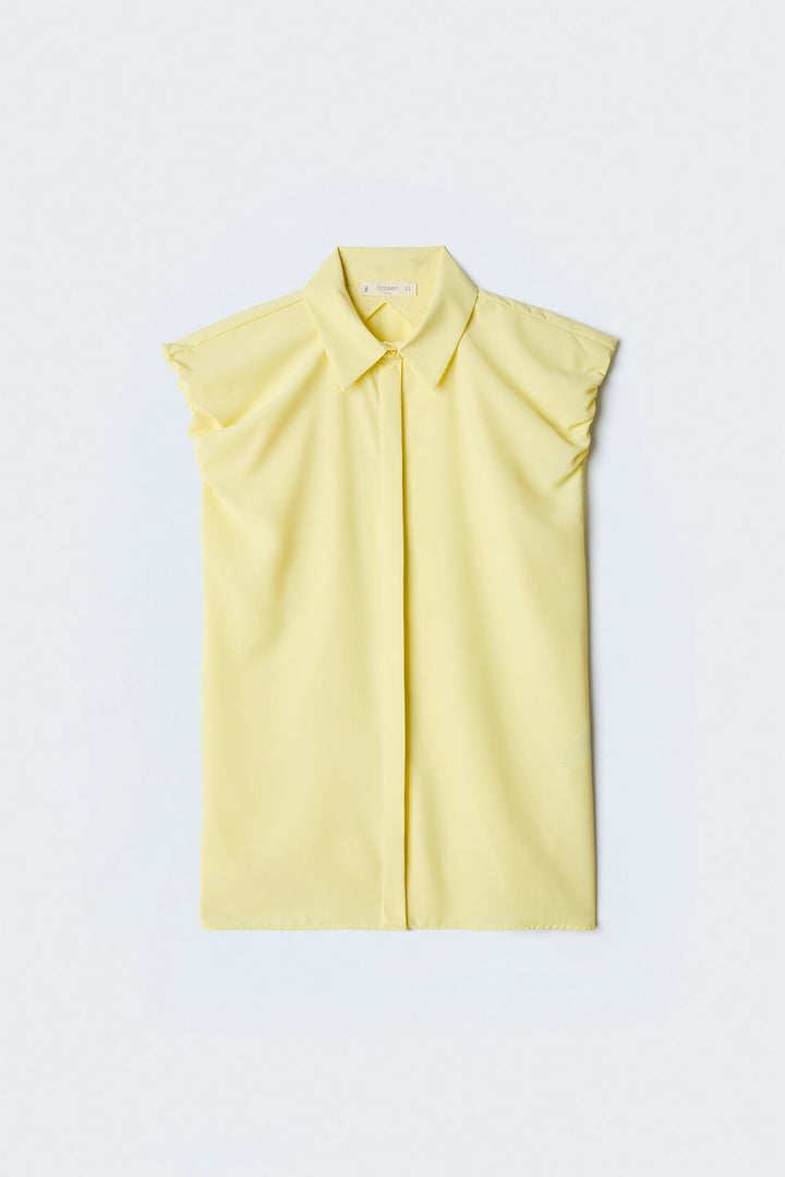 Sateen Chemise à manches - Jaune