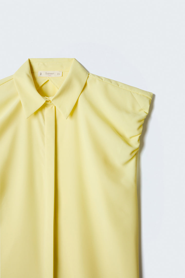 Sateen Chemise à manches - Jaune