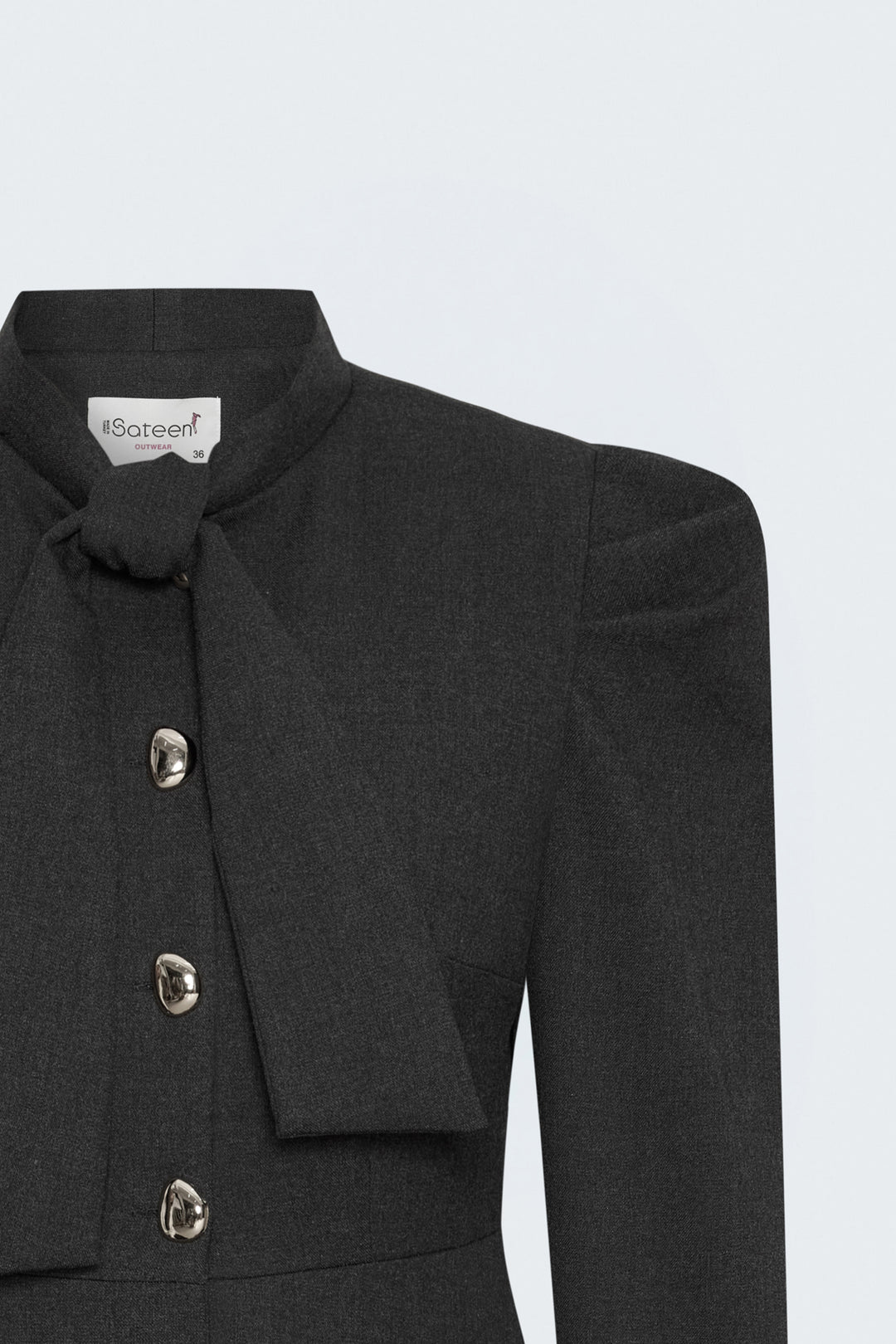 Sateen Veste Courte à Détails de Manches - Anthracite