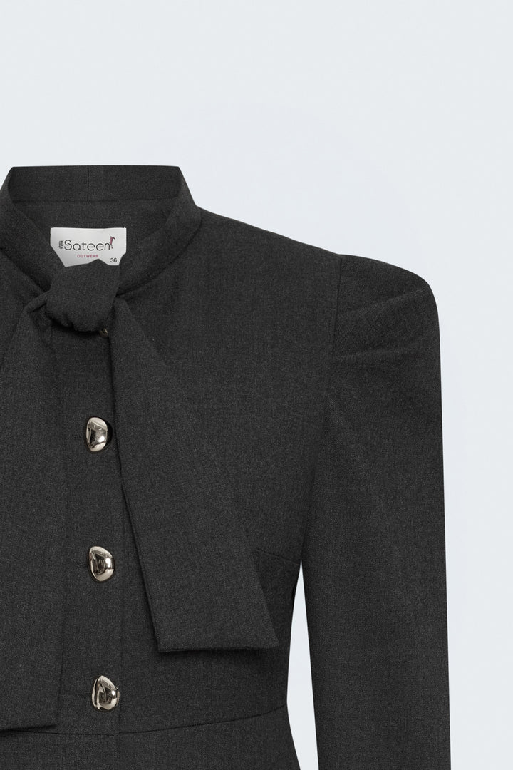 Sateen Veste Courte à Détails de Manches - Anthracite