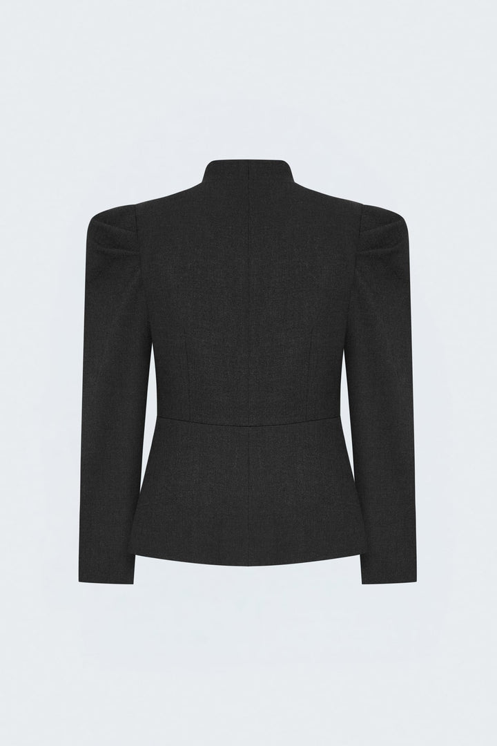 Sateen Veste Courte à Détails de Manches - Anthracite