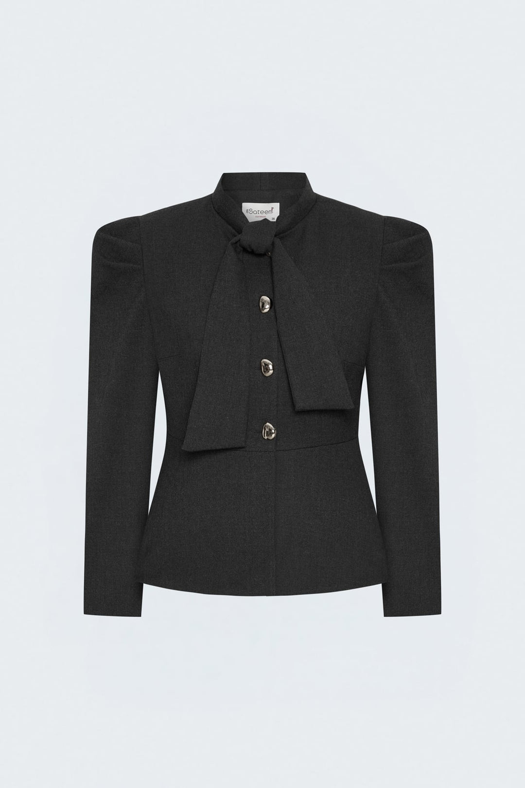 Sateen Veste Courte à Détails de Manches - Anthracite