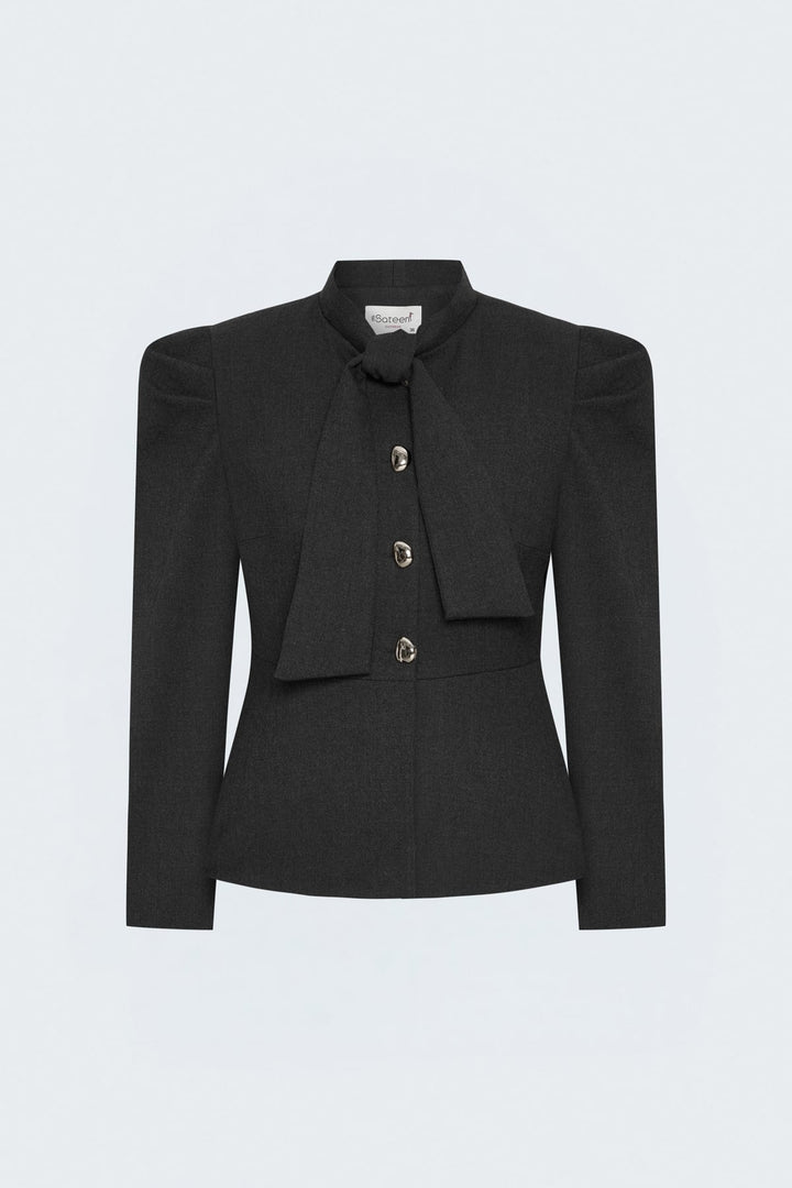 Sateen Veste Courte à Détails de Manches - Anthracite