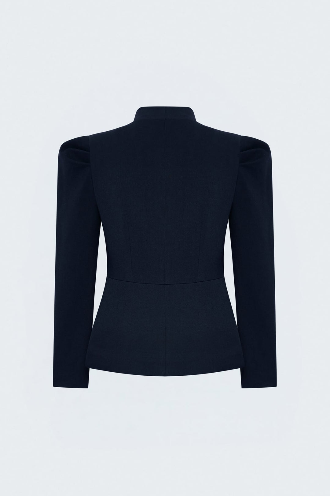 Sateen Veste Courte à Détails de Manches - Bleu marine