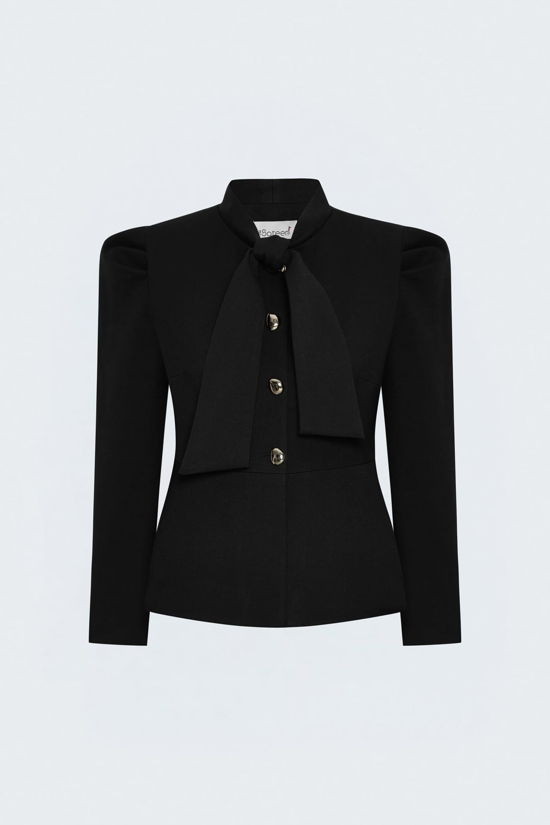 Sateen Veste Courte à Détails de Manches - Noir